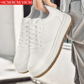 Nuevos zapatos que aumentan la altura para hombres: 10CM-8CM-6CM Calzado deportivo invisible que aumenta la altura, calzado deportivo blanco, talla grande 37-44