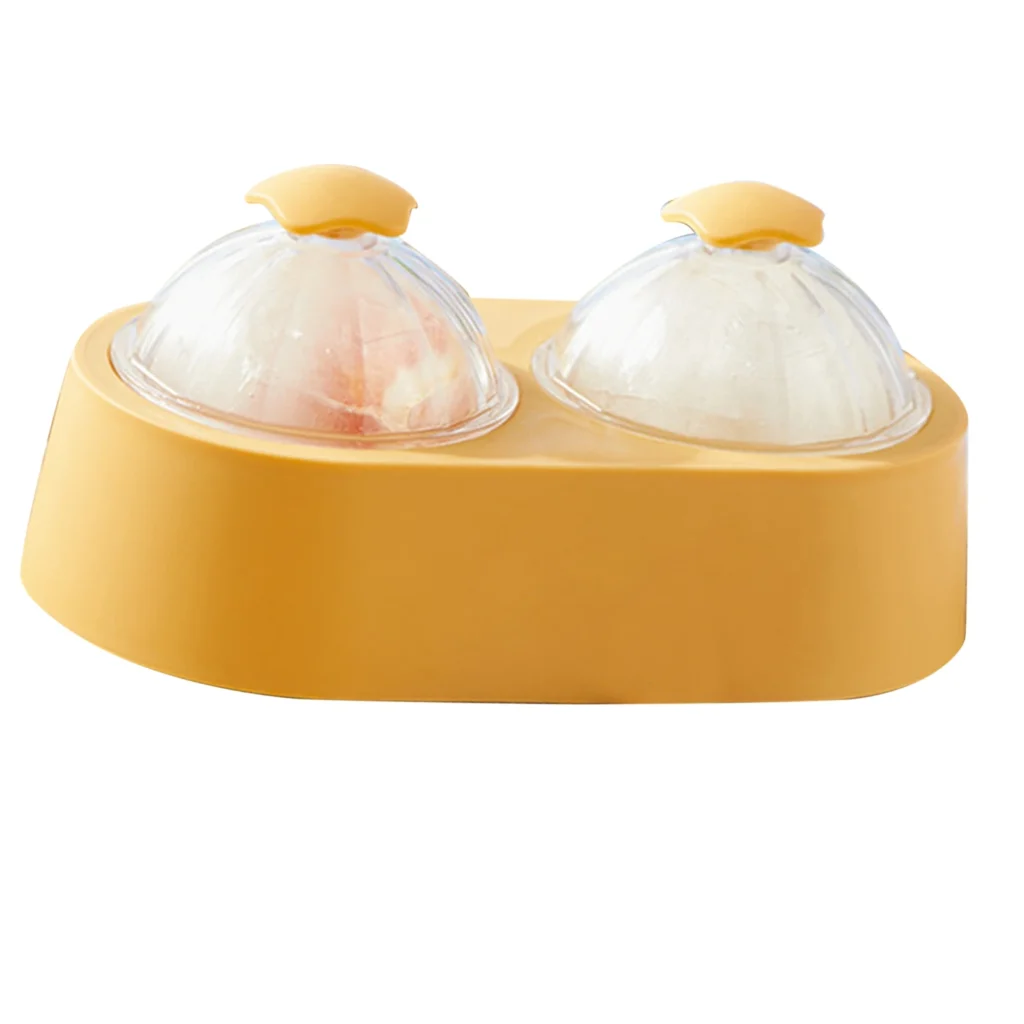 Molde de bola de hielo doble, bandeja redonda para hielo, bandeja de molde para cubitos de hielo con tapa para cocina, hogar, cóctel, café, whisky, luz