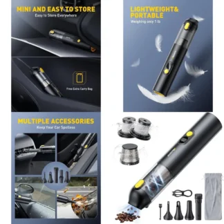 Aspiradora de mano inalámbrica portátil de 14000 Pa con función de soplado, ideal para automóviles, hogares, mascotas y oficinas - Regalo perfecto para