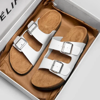 Zapatillas clásicas Unisex a la moda para hombre, cómodas zapatillas de corcho de verano para hombre, sandalias para exteriores de microfibra de talla grande 36-46