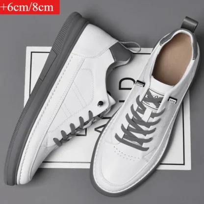 Primavera otoño zapatos de aumento interior para hombres zapatos deportivos casuales de cuero zapatos invisibles de aumento de altura hombres elevador deportivo 8CM
