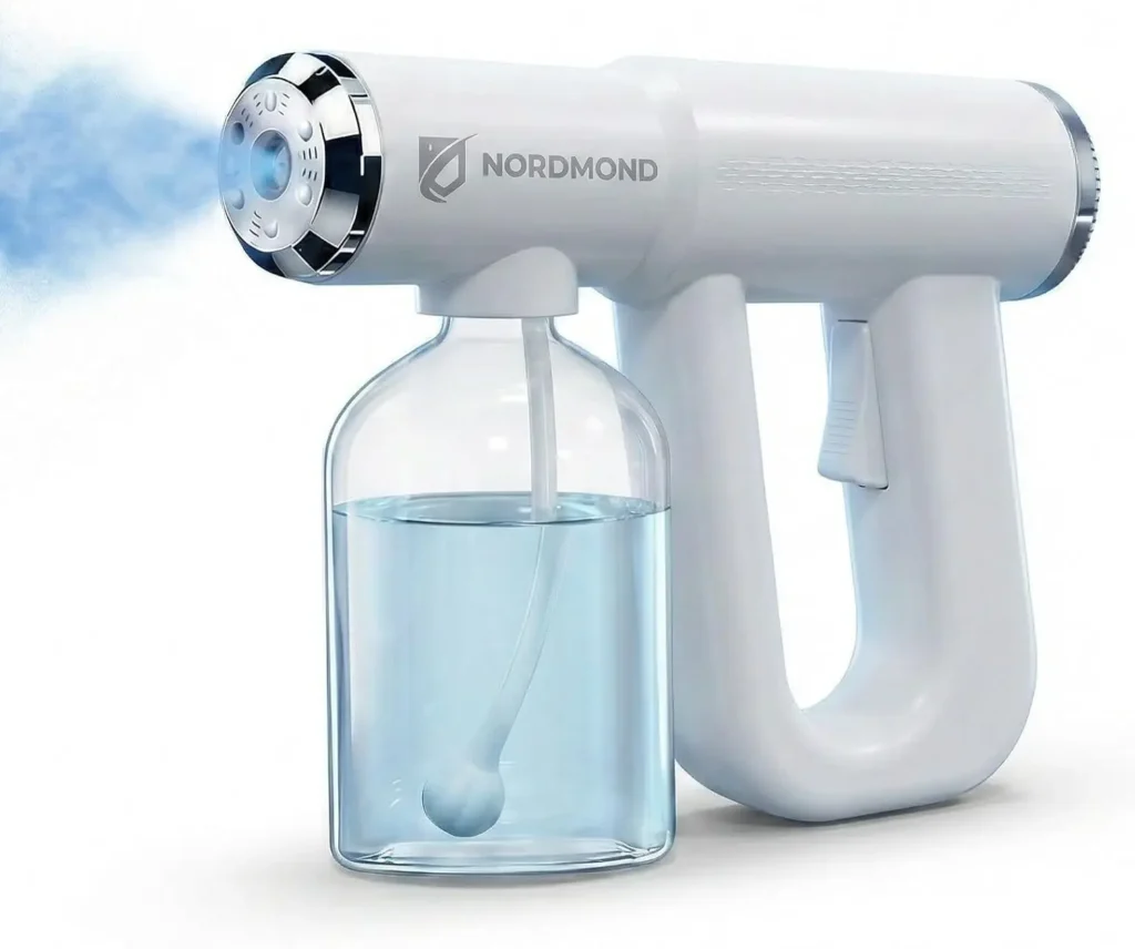 Nebulizador desinfectante inalámbrico profesional - Atomizador ULV con luz azul - Pulverizador desinfectante recargable para el hogar y el negocio