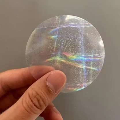 100 Uds. Cubiertas de insignias de película láser redonda PVC múltiples estilos insignia transparente película patrón de estrella fabricación DIY