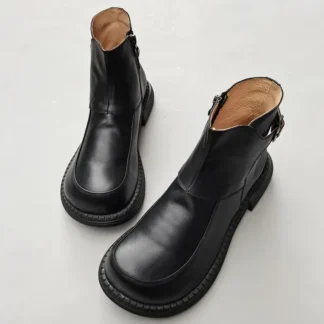 Botas cortas de locomotora de cuero Natural para hombre, Derby deformado, punta ancha, pies anchos, zapatos altos para hombre, primavera y otoño