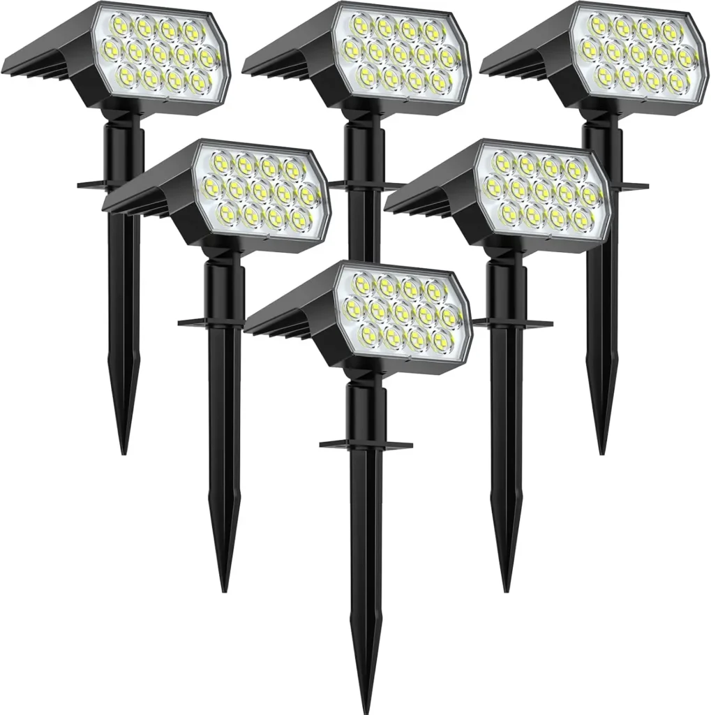 Paquete de 6 focos solares para exteriores, 65 LED, 3 modos, luces de paisaje impermeables IP68 para pasarela de entrada de jardín