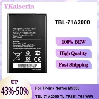Batería de Repuesto de 2000 mAh para Router TP-Link Neffos M5350 Tbl-71A2000 TL-TR861 761 Wifi, Rendimiento Prolongado