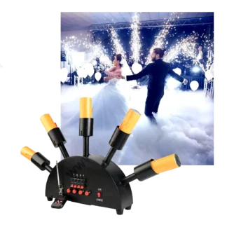 Equipo especial de Control Dmx para boda, Dj, discoteca, 5 disparos, forma de ventilador, efecto de fuente de escenario remoto, máquina de chispa fría para fiesta
