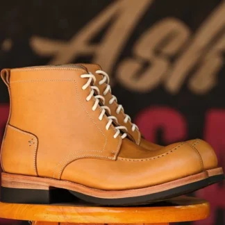 Botines con cordones y punta redonda de cuero genuino de estilo japonés, calzado de piel de vaca de Color sólido con plataforma para hombre, calzado alto resistente