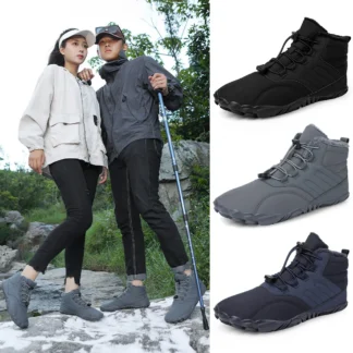 Zapatos cálidos para correr descalzos para hombre y mujer, botines altos de goma, impermeables, antideslizantes, transpirables, para senderismo y escalada, invierno
