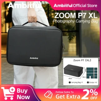 Ambitful ZOOM P7II XL bolsa de almacenamiento para fotografía bolsa de viaje para lente de cámara DLSR Drone DJI GODOX Osmo 360 X5 X4 Ace Pro 2 GoPro