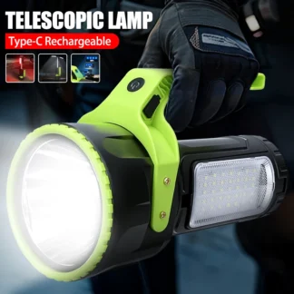 Linterna LED de mano con luz COB, luz de trabajo telescópica portátil, linterna recargable USB C impermeable para reparación de acampada