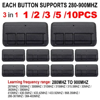 1-10 pcs/paquete.3 en 1 Duplicador de control remoto de garaje de 280 MHz a 868 MHz para clonar controles remotos NICE,CAME,BFT para puertas y abridores de puertas.