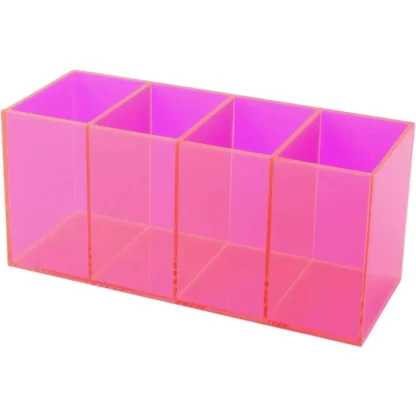 Portalápices de escritorio, acrílico neón, portalápices, taza, cepillo de maquillaje, organizador de almacenamiento, tocador, rosa neón