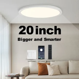 Lámpara de techo LED inteligente ultrafina de 0,9 pulgadas, colgante de 24W, 28W, 38W, 48W, AC85V-265V, accesorios decorativos para el hogar, Control remoto