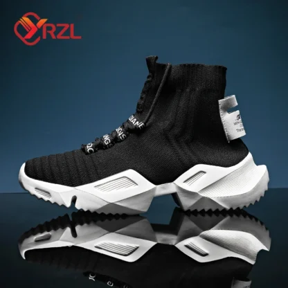 YRZL Zapatos de hombre Zapatillas de deporte de malla de caña alta Zapato casual para hombre Zapatillas de deporte ligeras y cómodas con cordones para caminar para hombre