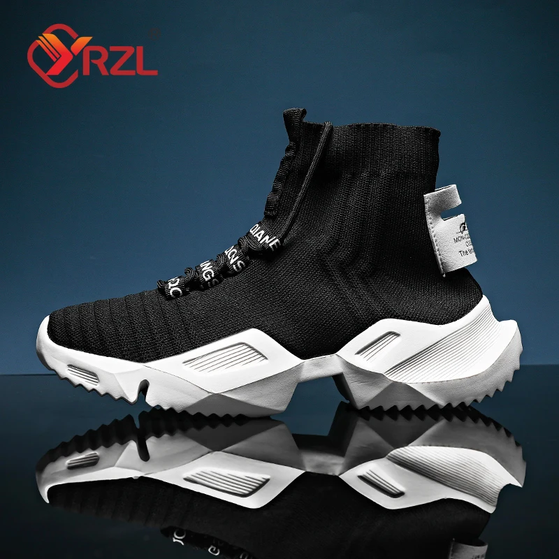 YRZL Zapatos de hombre Zapatillas de deporte de malla de caña alta Zapato casual para hombre Zapatillas de deporte ligeras y cómodas con cordones para caminar para hombre