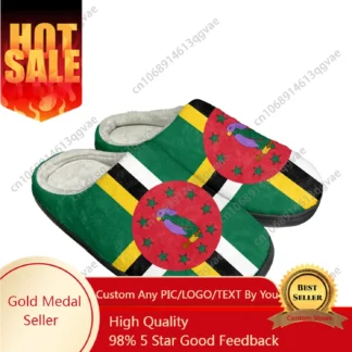 Zapatillas personalizadas de algodón con bandera de la Commonwealth of Dominica para hombre y mujer, sandalias de felpa para dormitorio, zapatos para mantener el calor, zapatilla térmica