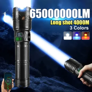 2025 1500W Super alta potencia linterna luz fuerte tiro largo 4km antorcha táctica USB recargable led linternas caza luz