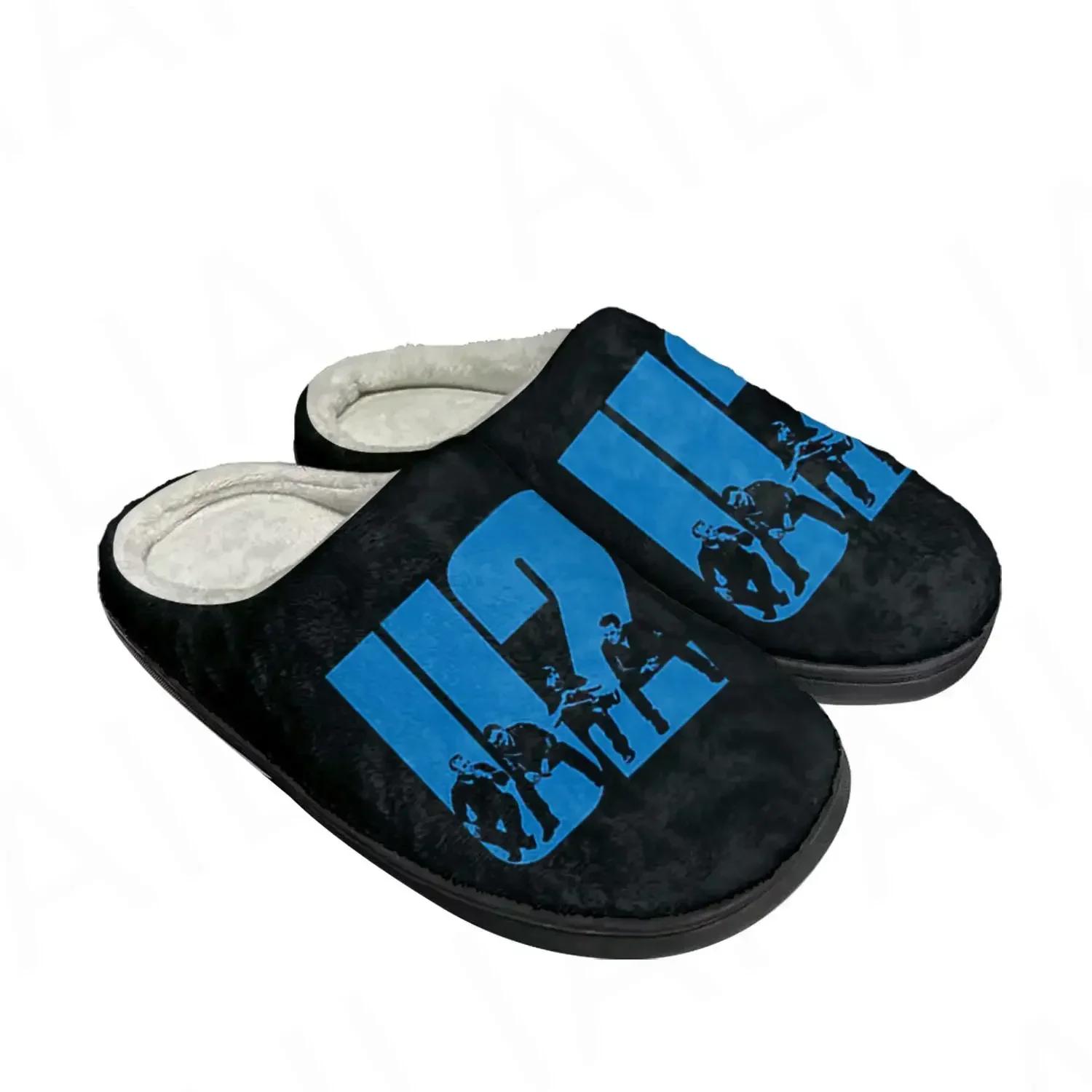 U2 Rock Band moda Punk hogar algodón zapatillas personalizadas hombres mujeres sandalias de felpa dormitorio Casual mantener caliente zapato zapatilla térmica