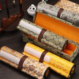 Rollo enrollado a mano en blanco de papel Retro Xuan, pintura de caligrafía china, rollo de papel de arroz crudo, rollo decorativo para colgar en la pared del hogar