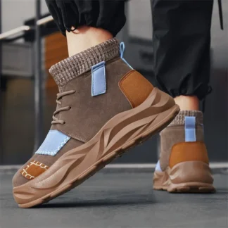 Botas cortas informales de suela gruesa y alta para hombre, botines gruesos antideslizantes, versátiles, cómodos, estilo británico, otoño 2025