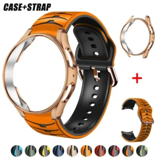 Correa de silicona sin huecos para Samsung Galaxy Watch 4/5/6, 44mm, 40mm, 4, 6, classic, 43, 47mm, correa de 45mm y funda