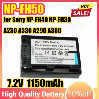 NP-FH50 NPFH50 7,2 V 1150mAh batería de cámara para Sony NP-FH40 NP-FH30 A230 A330 A290 A380 A390 HDR-TG1E TG3 TG5 TG7 DSC-HX1