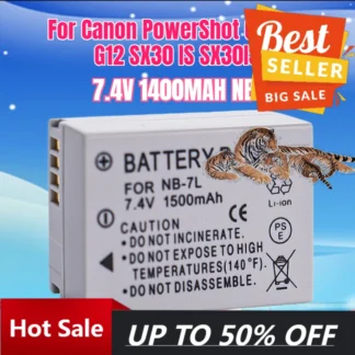 【Entrega Rápida】Batería de Iones de Litio NB-7L de 7.4V 1400MAH para Cámara Digital Canon PowerShot G10 G11 G12 SX30 IS SX30IS