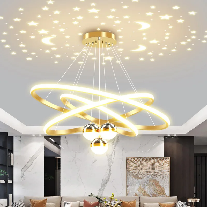 Lámpara colgante Led moderna, lámpara Circular de moda nórdica, candelabro dorado negro, iluminación colgante para dormitorio, sala de estar y cocina