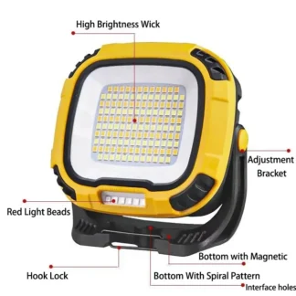 Linterna de foco LED portátil, linterna de luz fuerte para acampar al aire libre, pesca, lámpara de trabajo magnética recargable de emergencia W892