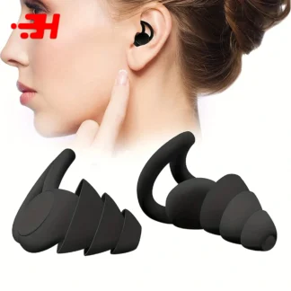 Tapones para los oídos de silicona de 3 capas para nadar: tapones para los oídos reutilizables, silicona suave, adecuados para una variedad de escenarios