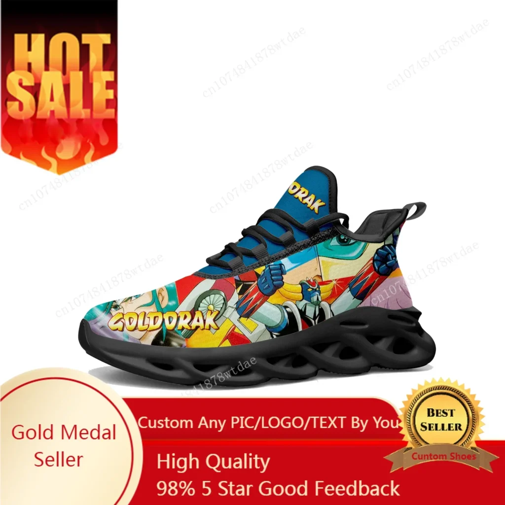 Zapatillas planas UFO Robot Goldrake Grendizer para hombre y mujer, zapatillas deportivas para correr para adolescentes, calzado de malla con cordones personalizado de alta calidad