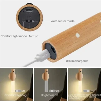 HLZS-luz nocturna con Sensor de movimiento inteligente, luces LED de pared recargables por USB magnéticas inalámbricas para pasillo, dormitorio, baño y cocina