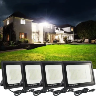 Luz de inundación LED de 100W para exteriores, 11000lm superbrillante, luces de seguridad impermeables IP66 para patio de juegos de patio