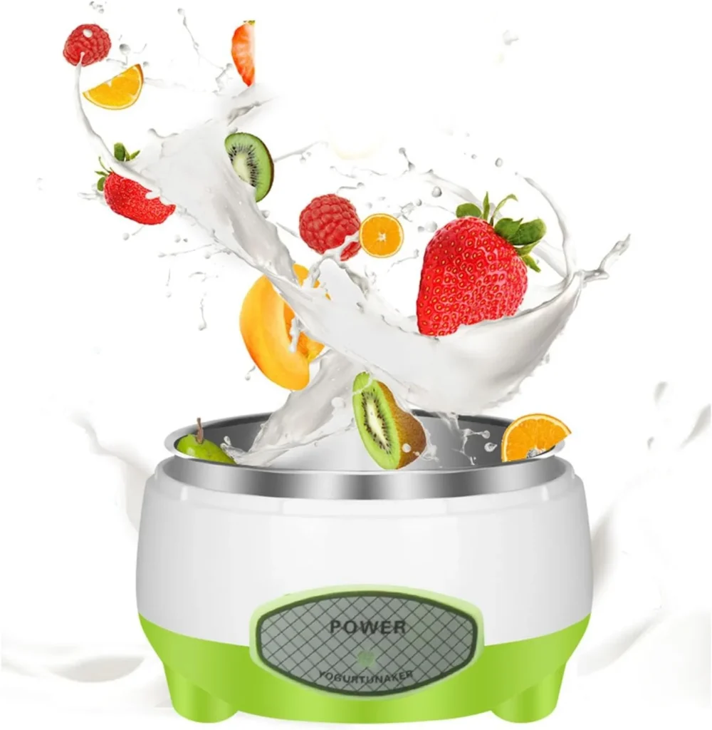 Yogurtera automática multifuncional, olla interior de acero inoxidable para yogur casero, para acampar, oficina, comedor, cocina