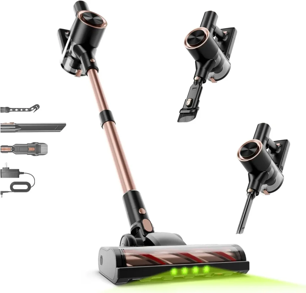 Aspiradora Inalámbrica de 45KPA con 45 Minutos de Autonomía, Batería Desmontable, Cepillo Antienredos y Depósito de Polvo de 1.5L para Pelo de Mascotas