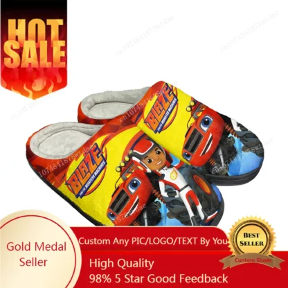 Zapatillas de algodón para el hogar Blaze And The Monster Machines, zapatillas informales de felpa para dormitorio para hombre y mujer, zapatillas térmicas personalizadas para mantener el calor