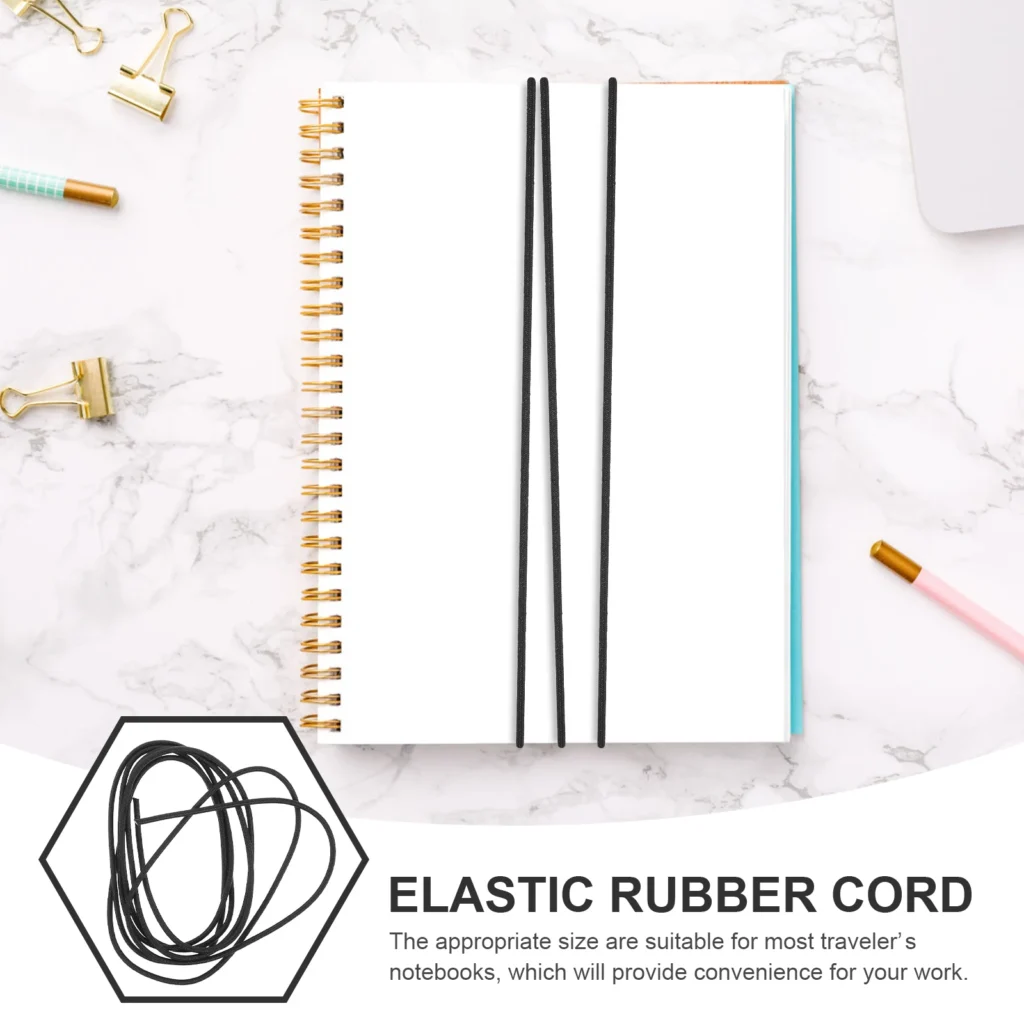 Bandas elásticas negras para cuadernos A5, hebilla de Metal de nailon Premium, cuerdas tejidas elásticas, repuesto de mano Diy, 4 Uds.