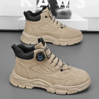 Botas de hombre Otoño e Invierno nuevos cordones giratorios botas casuales de moda botas de exterior para jóvenes botas de trabajo de suela suave antideslizantes