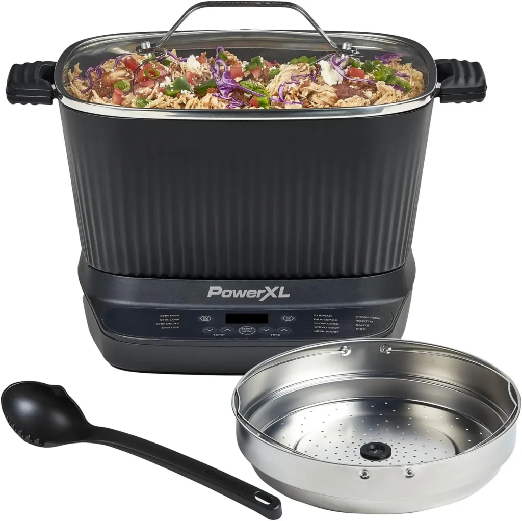 Olla múltiple digital de 7,5 cuartos con agitación y trituración automática, preestablecimiento 9 en 1 para salteados, marrones – Accesorios y libros de cocina