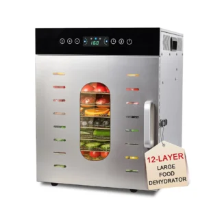 Deshidratador de alimentos comercial y doméstico de 12 bandejas | Acero inoxidable 304 | Grado industrial de 1000 W 30 ~ 90 ℃ Deshidratador para Jerky