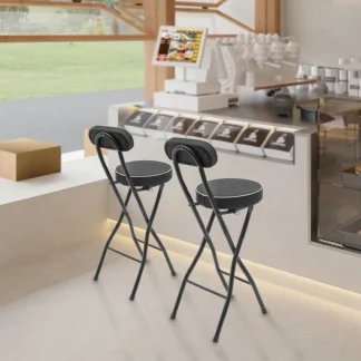 Sillas escolares apilables, taburete plegable de 2 piezas de 25,6 pulgadas, asiento de plástico con estructura de metal negro, silla plegable portátil para oficina, fiestas