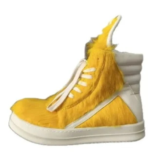 Zapatos de crin para hombre, plataforma informal, zapatillas altas para mujer, zapatillas deportivas de cuero de lujo con cordones y cremallera, botas de diseñador para hombre