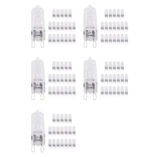A25I-100Pcs bombillas halógenas G9, lámparas halógenas transparentes de 40W regulables, blanco cálido 2800K para candelabros, luces de paisaje