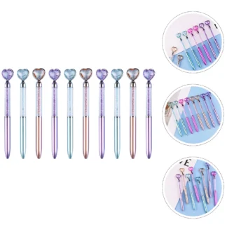 10 Uds. Bolígrafo de arena movediza de cristal colorido, bolígrafos de escritura interesantes, bolígrafo de boda, Gel de sílice, estudiante multicolor