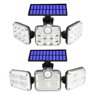 145 luces LED solares IP65 impermeable Sensor de movimiento al aire libre lámpara Solar poste de luz iluminación gran angular lámpara de pared de jardín