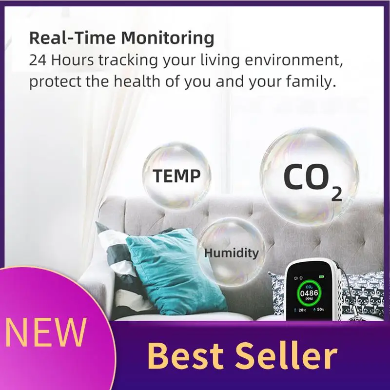 Monitor de calidad del aire HFES, probador portátil de monóxido de carbono, medidor de temperatura y humedad