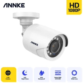 Cámara de seguridad Annke HD de 2MP CCTV analógica 1080P 4 en 1 AHD/TVI/CVI/CVBS cámara con lente de 3,6 MM para sistema DVR de vigilancia analógica para el hogar