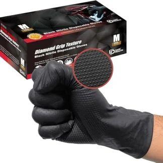 Guantes de nitrilo negros desechables, guantes mecánicos sin látex de 8 mil para hombres, guantes mecánicos industriales con textura de diamante de alta resistencia