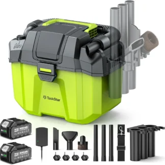 Aspiradora Inalámbrica para Húmedo y Seco, 2.6 Galones con 2 Baterías, Función 3 en 1 para Limpieza de Garajes y Automóviles